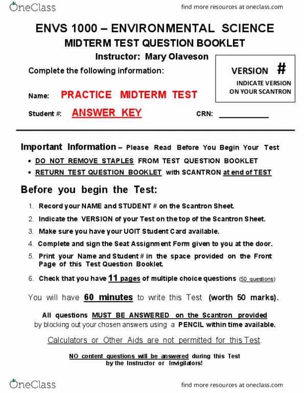 ENVS 1000U Study Guide - Winter 2017, Midterm - Information Please ...