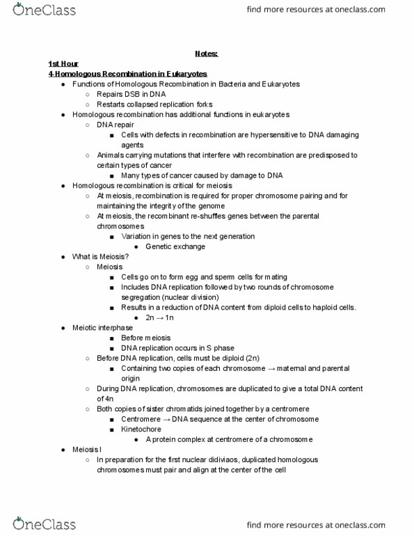 BIO372H5 Lecture Notes - Lecture 6: Sister Chromatids, Dna Replication, Chromosome Segregation thumbnail