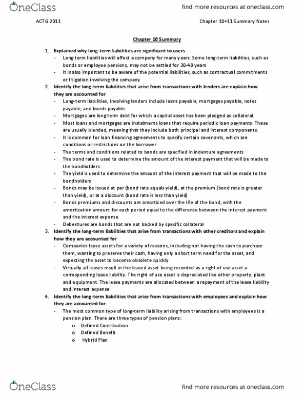 ACTG 2011 Chapter Notes - Chapter 10-11: Pension, Promissory Note, Capital Asset thumbnail