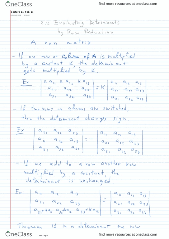 Applied Mathematics 1411A/B Lecture 14: Determinants Row Reduction thumbnail