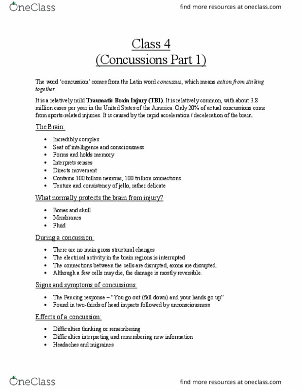 BIOLOGY 105 Lecture Notes - Lecture 3: Traumatic Brain Injury, Blurry, Anxiety thumbnail