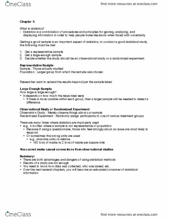 Statistical Sciences 2037A/B Lecture Notes - Lecture 1: Randomized Experiment thumbnail