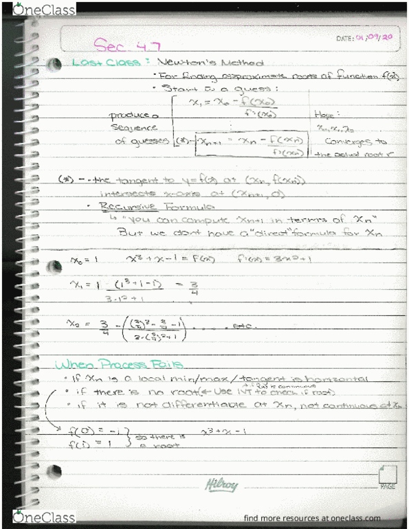 Calculus 1501A/B Lecture 5: Sec 4.7 Newtons Method Continued cover image