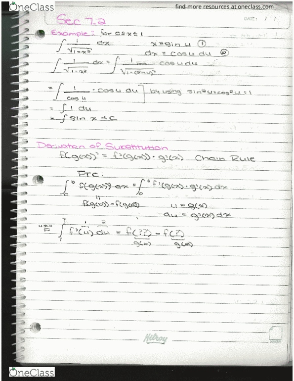 Calculus 1501A/B Lecture 11: Sec 7.2 Substitution Example cover image