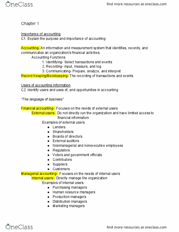 ACG2021 Chapter Notes - Chapter 1: Purchasing Manager, Financial Accounting, Going Concern thumbnail