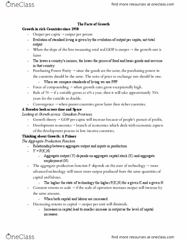 ECO 2143 Chapter Notes - Chapter 15: Purchasing Power Parity, Production Function, Capital Accumulation thumbnail