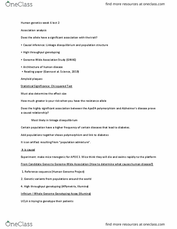 MCD BIO CM156 Lecture Notes - Lecture 14: Linkage Disequilibrium, Human Genome Project, Affymetrix thumbnail