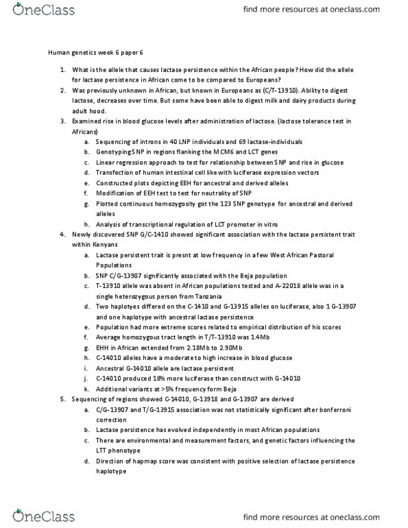 MCD BIO CM156 Chapter Notes - Chapter N/A: Lactose Intolerance, Lactase Persistence, Bonferroni Correction thumbnail