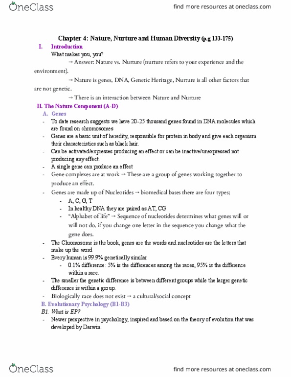 PSY 1102 Lecture Notes - Lecture 1: Heredity, Chromosome, Frontal Lobe thumbnail