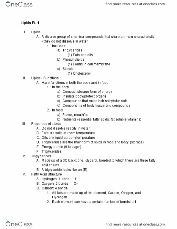 11:709:255 Lecture Notes - Lecture 3: Mouthfeel, Triglyceride, Glycerol thumbnail