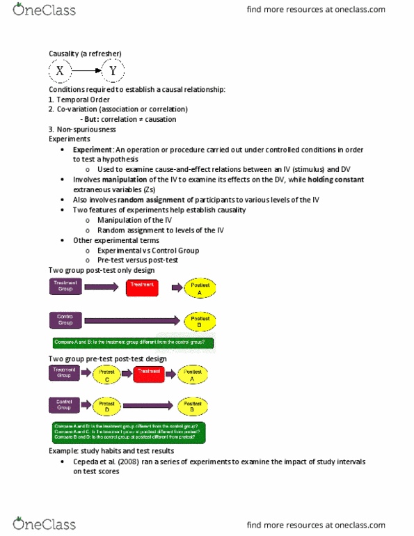 SOCPSY 2K03 Lecture Notes - Lecture 5: Scientific Control, The Control Group, Quasi thumbnail