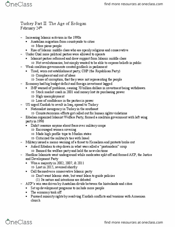 POLS 157 Lecture Notes - Lecture 13: Welfare Party, 1997 Turkish Military Memorandum, Stock Market Crash thumbnail