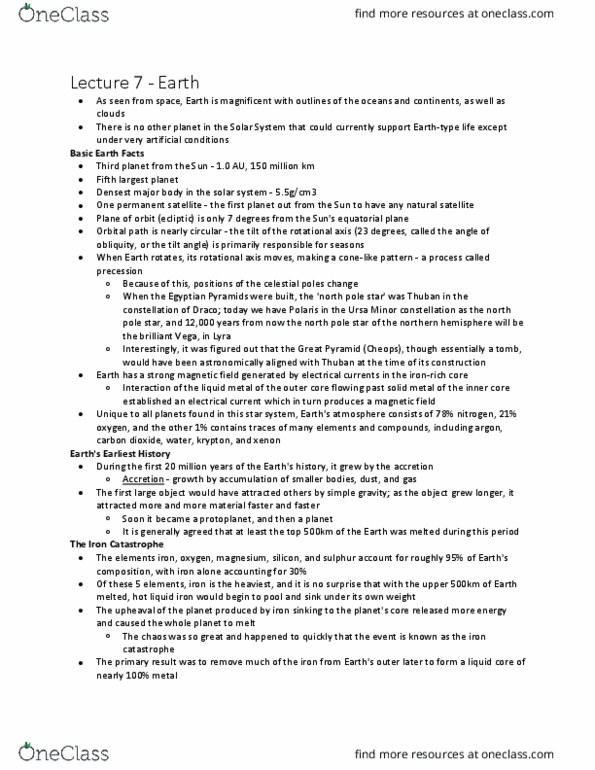 Earth Sciences 1086F/G Lecture Notes - Lecture 7: Thuban, Egyptian Pyramids, Outer Core thumbnail