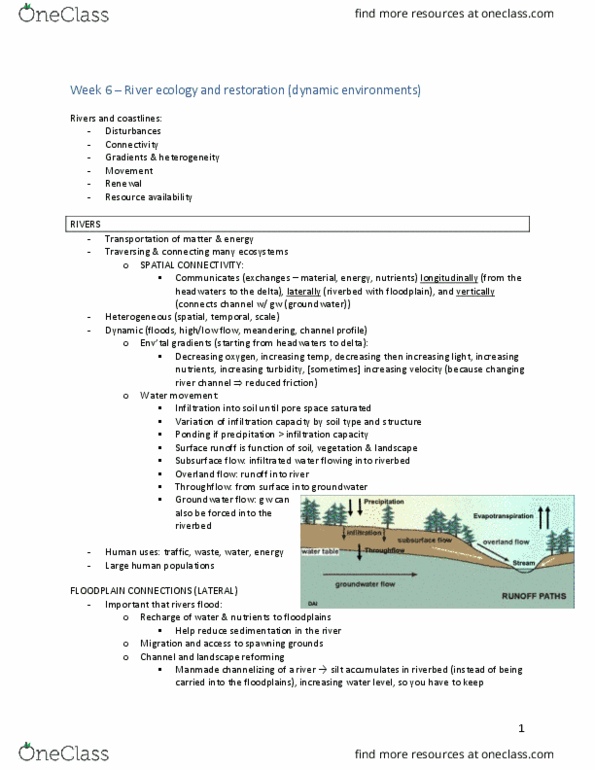 ENVS469 Lecture Notes - Lecture 6: Surface Runoff, Throughflow, Silt thumbnail
