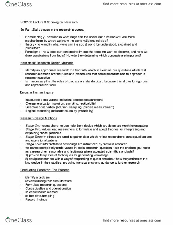 SOC150H1 Lecture Notes - Lecture 3: Operationalization, Natural Sciences And Engineering Research Council, Statistical Hypothesis Testing thumbnail