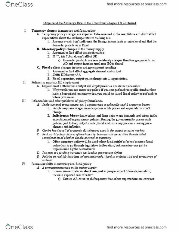 ECON 2182 Lecture Notes - Lecture 13: Fiscal Policy, Monetary Policy, Aggregate Demand thumbnail