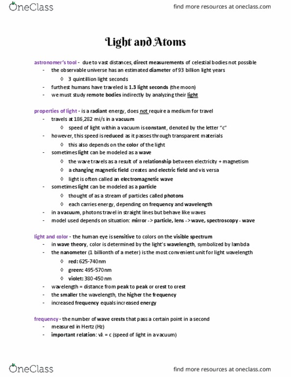 AST 1002 Lecture Notes - Lecture 6: Radiant Energy, Electromagnetic Spectrum, Observable Universe thumbnail