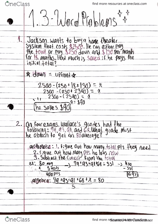 MGF 1107 Chapter 1: Section 3 - Word Problems thumbnail