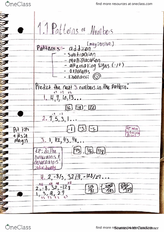 MGF 1107 Chapter 1: Section 1 - Patterns of Numbers thumbnail