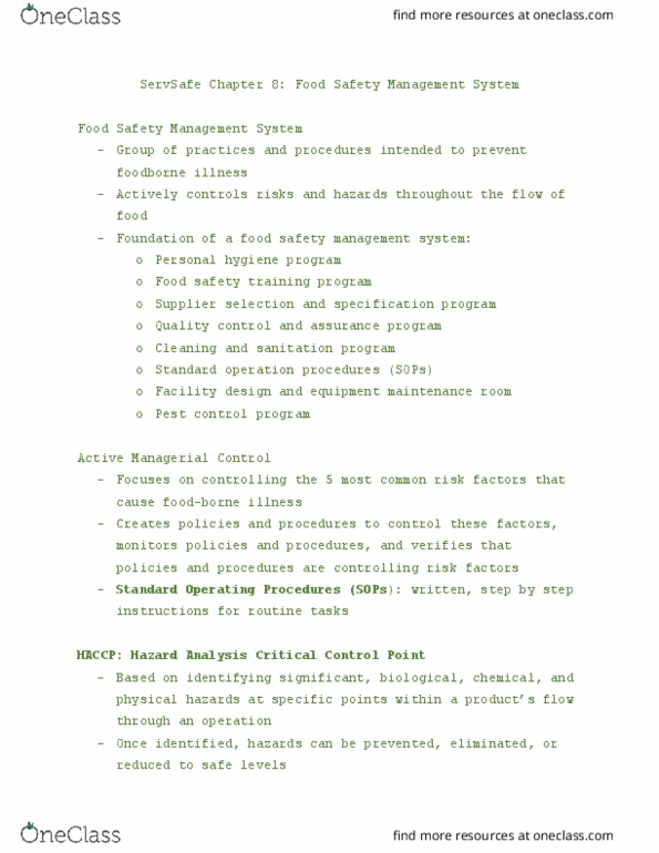 11:709:364 Chapter Notes - Chapter 8: Standard Operating Procedure, Foodborne Illness, Hazard Analysis thumbnail
