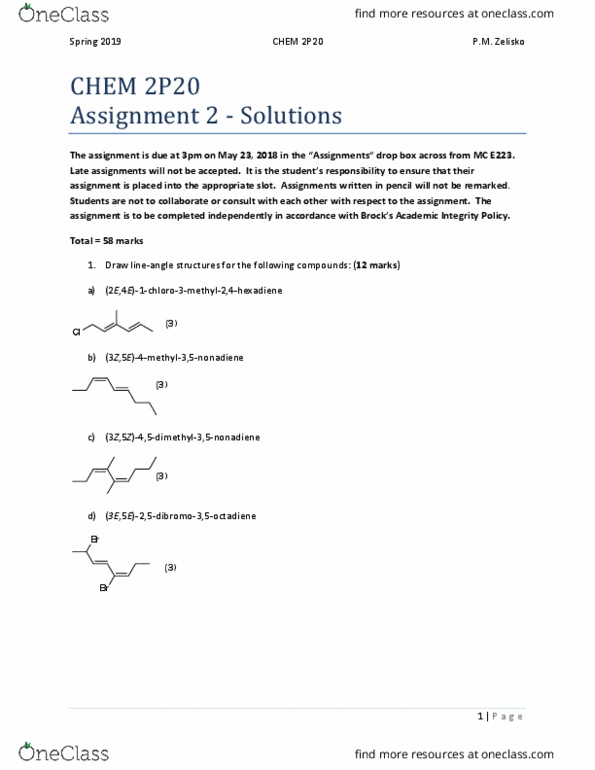 Chem 2p Quiz Assignment 2 Solutions Spring 19 Oneclass