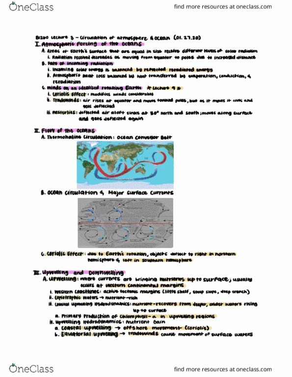 CAS BI 260 Lecture Notes - Lecture 3: Upwelling, Thermohaline Circulation, Coriolis Force thumbnail