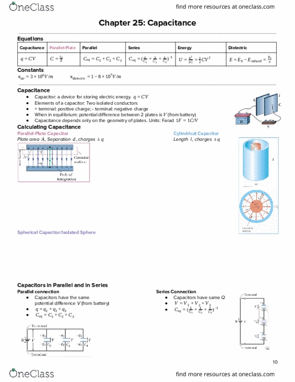 PHYS 132 Chapter Notes - Chapter 25: Farad, Dielectric, Electrical Breakdown thumbnail