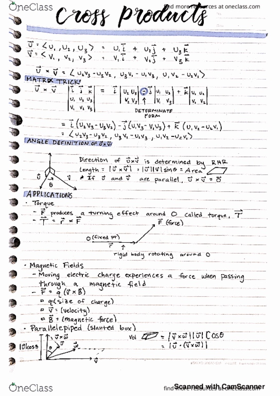 MA 16200 Lecture 4: Cross Products thumbnail