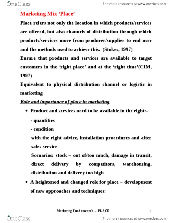 MANA 298 Lecture Notes - Marketing Mix, Direct Marketing, Order Processing thumbnail