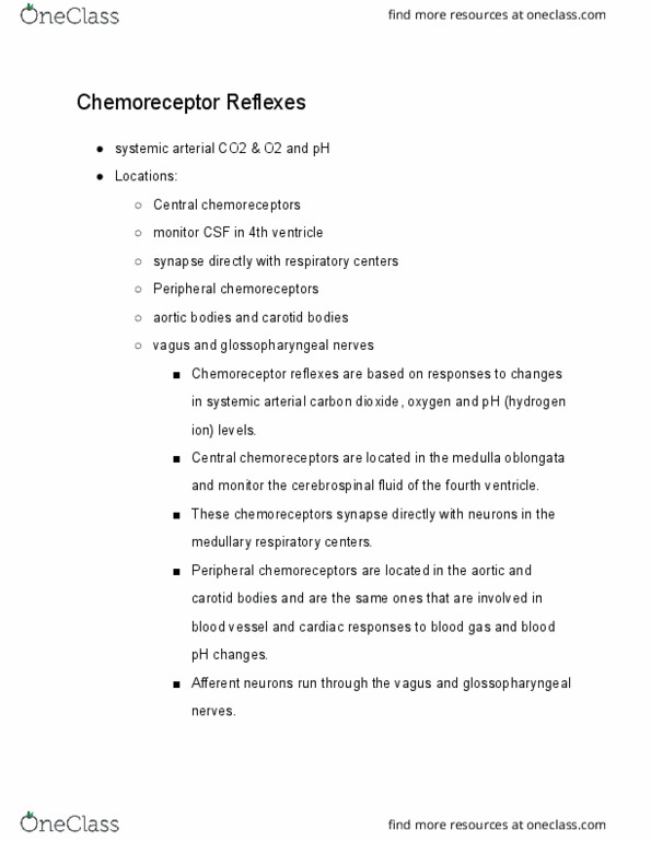 BIOL 221 Lecture Notes - Lecture 7: Peripheral Chemoreceptors, Central Chemoreceptors, Medulla Oblongata thumbnail
