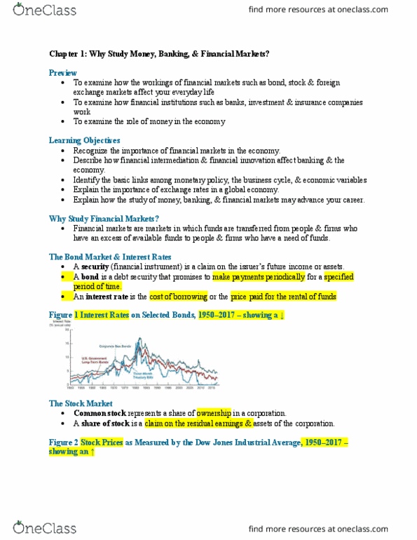 ECO 205 Lecture Notes - Lecture 1: Dow Jones Industrial Average, Foreign Exchange Market, The Market Common thumbnail