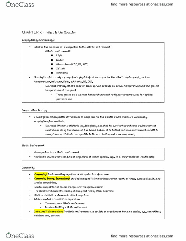 BIOL-2356EL Lecture Notes - Lecture 2: Ecophysiology, Population Ecology, Soil Ph thumbnail