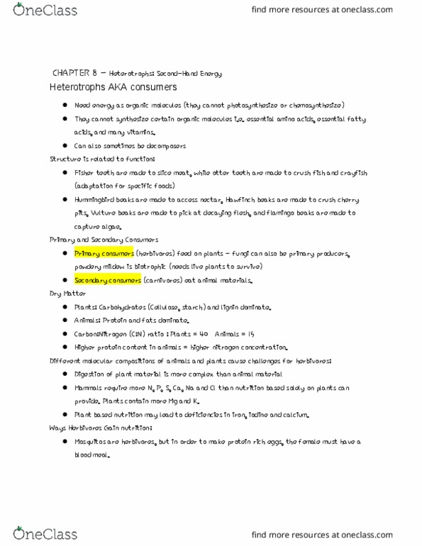 BIOL-2356EL Lecture Notes - Lecture 8: Hawfinch, Symbiosis, Herbivore thumbnail