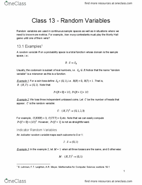 ISA 562 Lecture 15: Class 13 - Random Variables thumbnail
