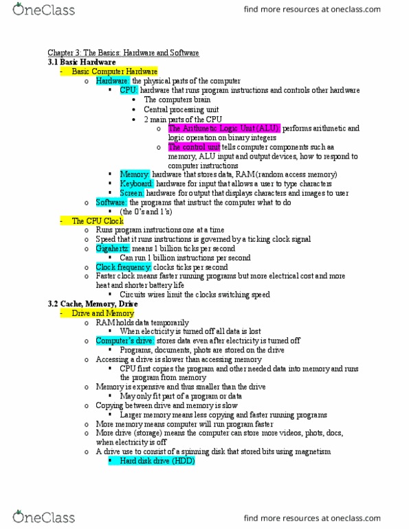 Digital Humanities 2144A/B Lecture Notes - Arithmetic Logic Unit, Hard Disk Drive, Boolean Algebra thumbnail