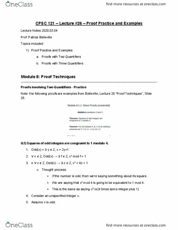 CPSC 121 Lecture Notes - Lecture 26: First-Order Logic cover image