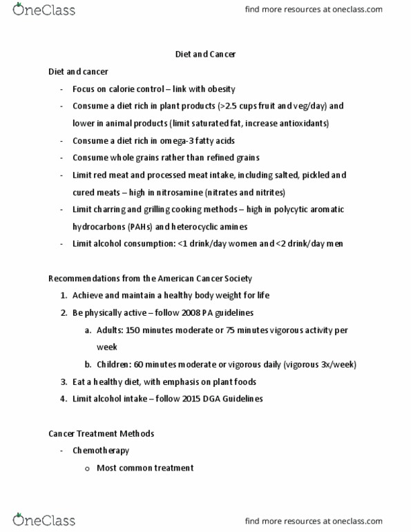 11:709:364 Lecture Notes - Lecture 30: American Cancer Society, Refined Grains, Red Meat thumbnail