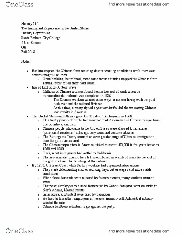 HIST 114 Chapter Notes - Chapter 3: Santa Barbara City College, Burlingame Treaty thumbnail