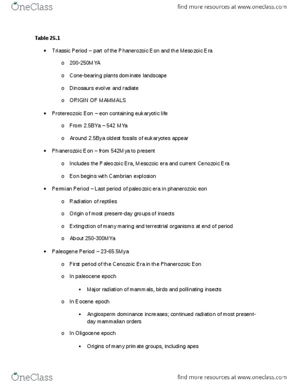 BIOL108 Lecture Notes - Ordovician, Paleogene, Oligocene thumbnail