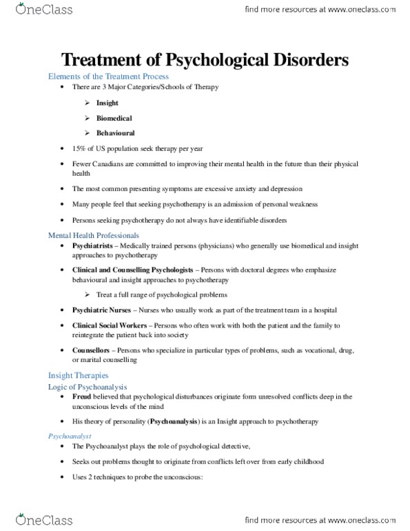 PSYC 1010 Chapter Notes - Chapter 15: Nortriptyline, Mania, Psychoanalysis thumbnail
