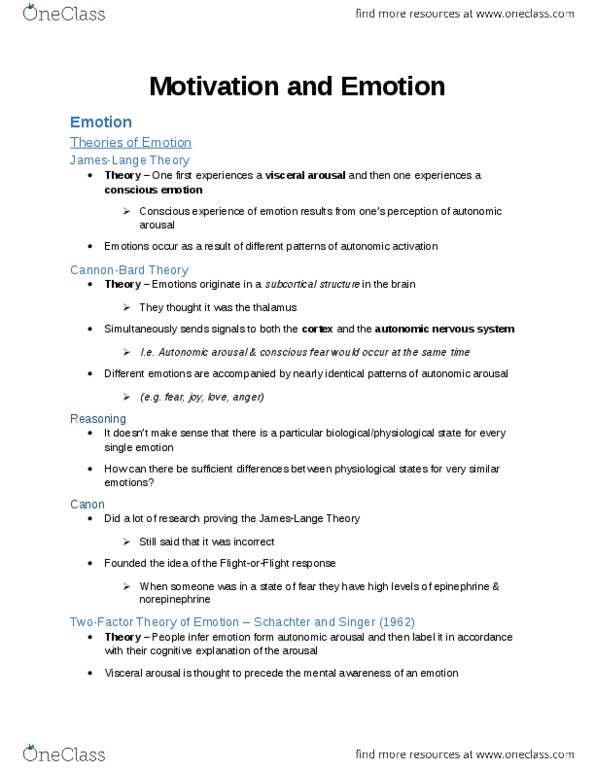 PSYC 1010 Chapter Notes - Chapter 10: Kurt Lewin, Arapesh Languages, Hypothalamus thumbnail