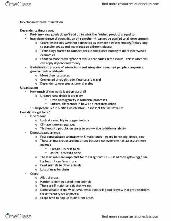 GEOG 210 Lecture Notes - Lecture 11: Domestication, Resource Curse thumbnail