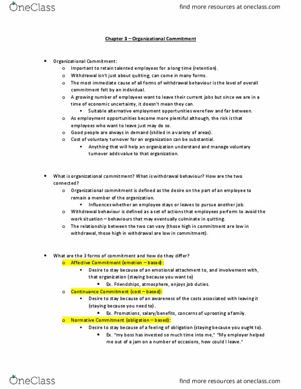 Management and Organizational Studies 2181A/B Lecture Notes - Lecture 2: Organizational Commitment, Perceived Organizational Support, Sodexo thumbnail