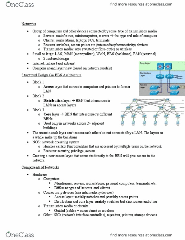 ITEC 3210 Lecture Notes - Lecture 1: Network Interface Controller, Structured Analysis, Media Access Control thumbnail