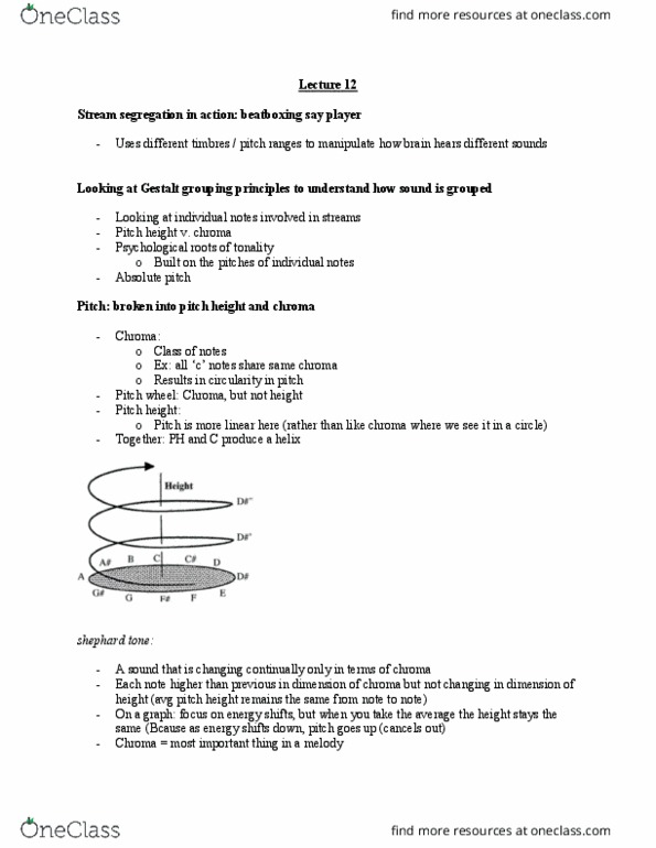 PSYCH 2MP3 Lecture Notes - Lecture 12: Absolute Pitch, Beatboxing, Tonality thumbnail