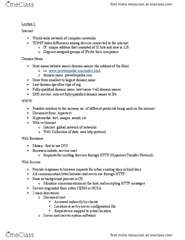 ITEC 3020 Lecture Notes - Lecture 1: Hostname, Background Process, Hypermedia thumbnail