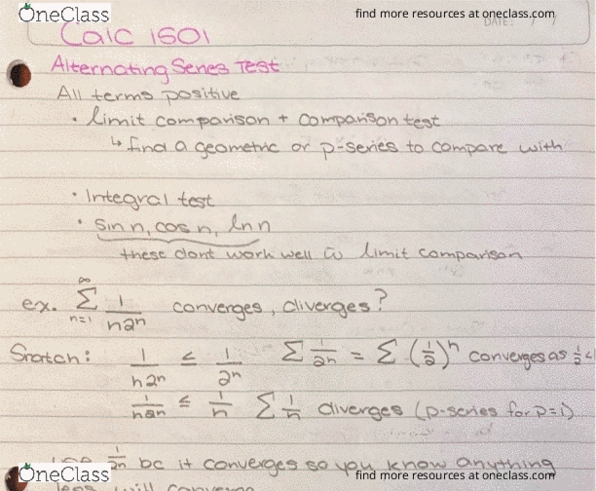 Calculus 1501A/B Lecture Notes - Lecture 36: Ibm System P, Integral Test For Convergence cover image