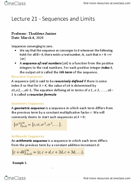 MAT137Y1 Lecture Notes - Lecture 26: Arithmetic Progression, Geometric Progression, Royal Institute Of Technology thumbnail