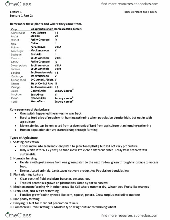 BIOB38H3 Lecture Notes - Lecture 1: Paddy Field, Shifting Cultivation thumbnail