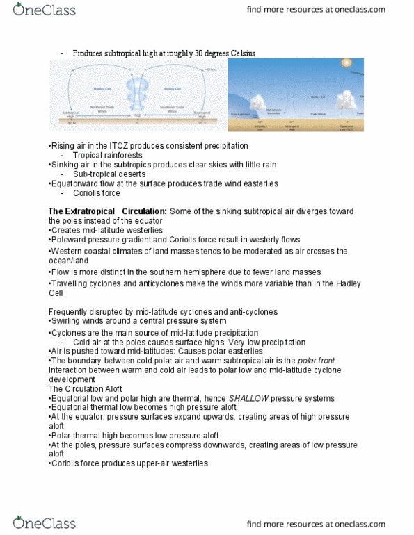 GGR214H5 Lecture Notes - Lecture 12: Polar Easterlies, Coriolis Force, Westerlies thumbnail